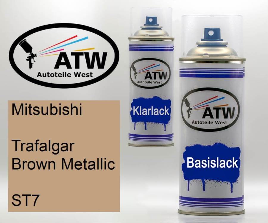 Mitsubishi, Trafalgar Brown Metallic, ST7: 400ml Sprühdose + 400ml Klarlack - Set, von ATW Autoteile West.